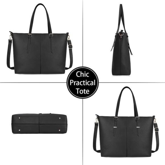 Laptop Tote Computer Bag for Women 15.6 Inch Waterproof Lightweight Leather - Picture 6 of 6